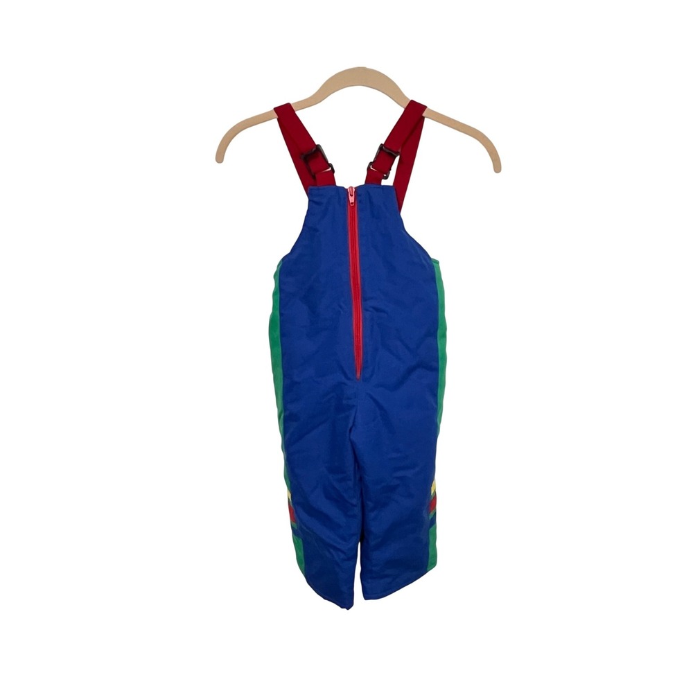 Winning Moves Snow Bibs Kids 2T Blue Colorblock Vintage Ski Overalls USA‎ Made